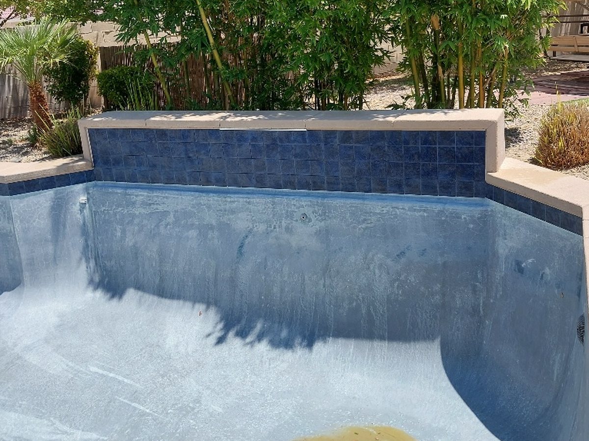 New waterline tile on a residential pool