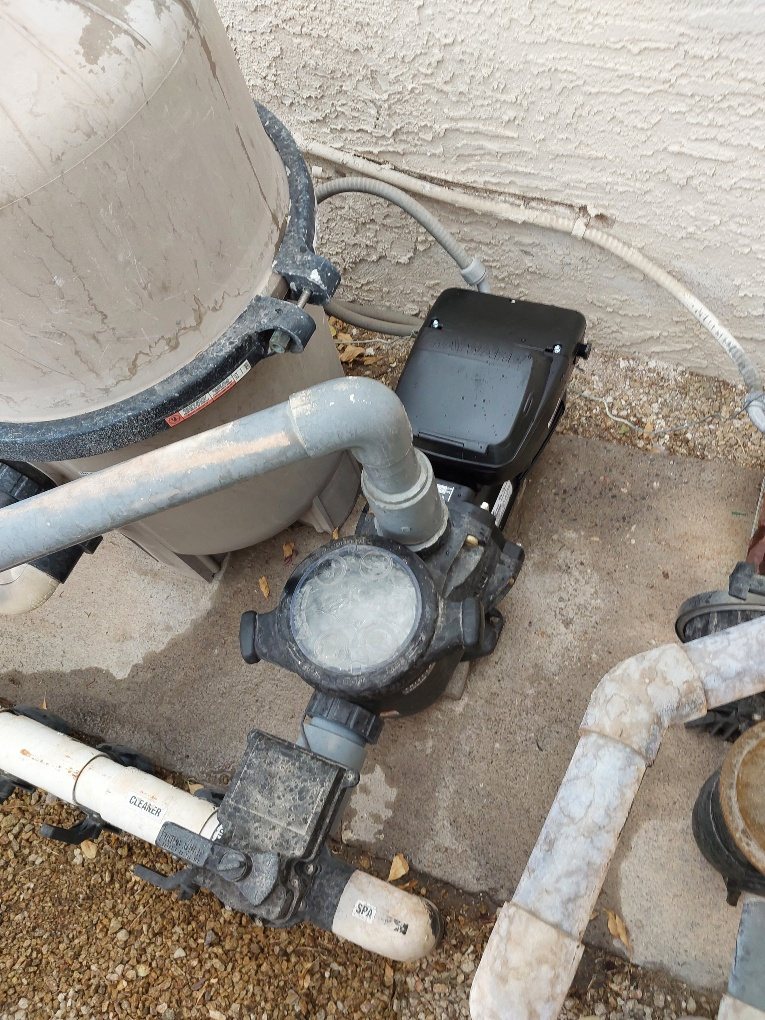Residential pool pump repaired on the equipment pad