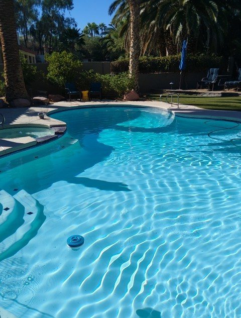 Sparkling residential pool after service
