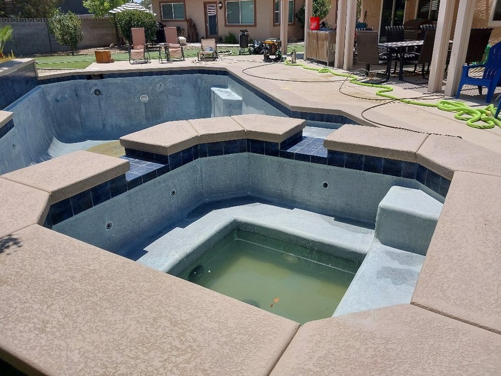 The same spa tile after calcium removal