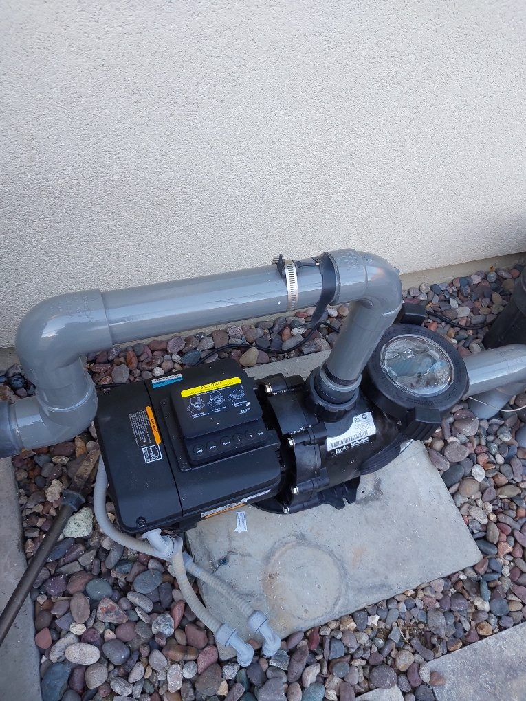 Variable-speed pool pump on a residential pad