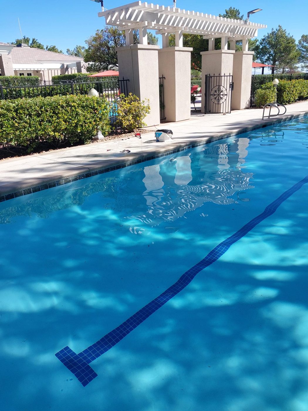 Commercial lap pool with lane lines