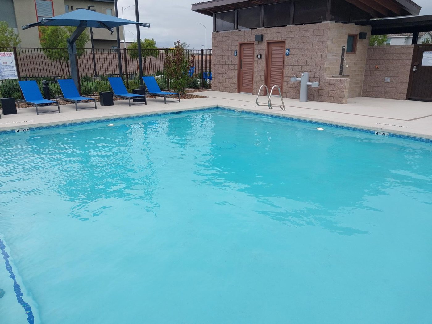Clean commercial pool on a sunny day