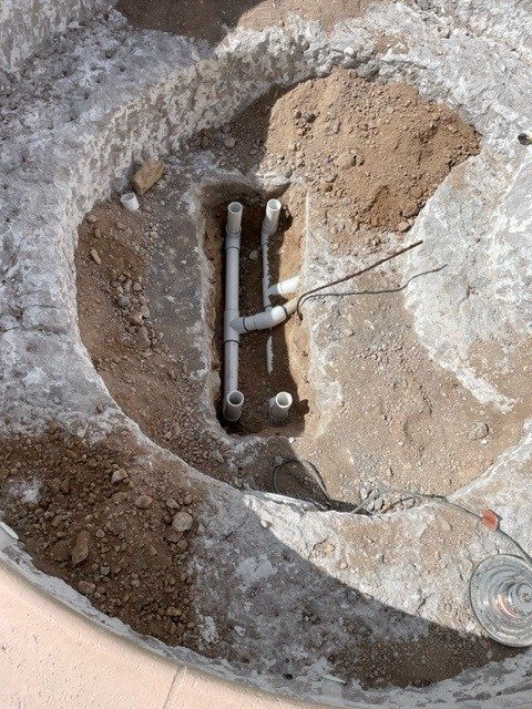Drain sump being rebuilt